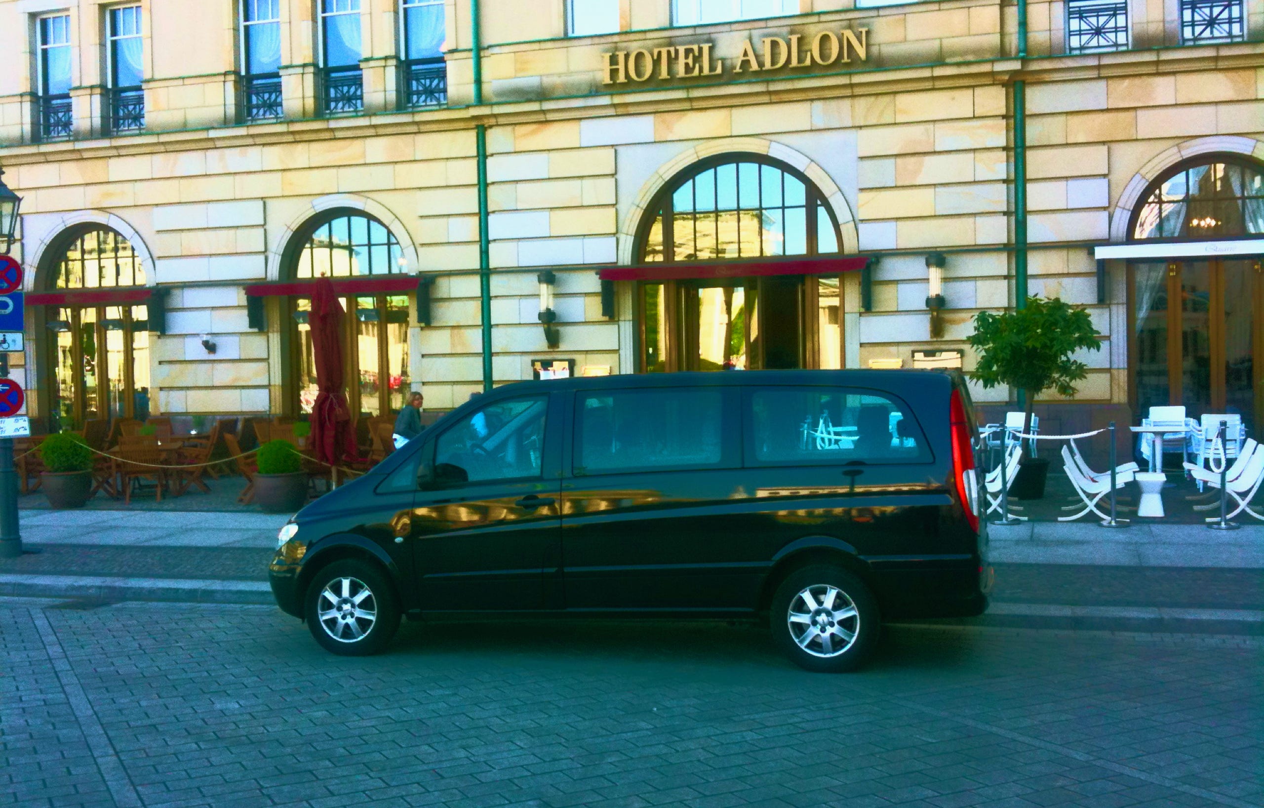 Van in front of Hotel Adlon